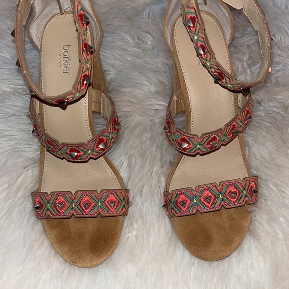 Botkier Gigi Sandals Suede Embellished Pink Studded Block Heel Sz 8 - Picture 3 of 9